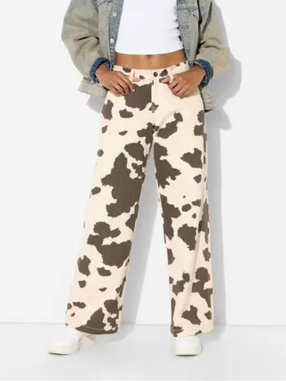 wild fable Cow-Print Wide Leg Pants in Cream and Brown